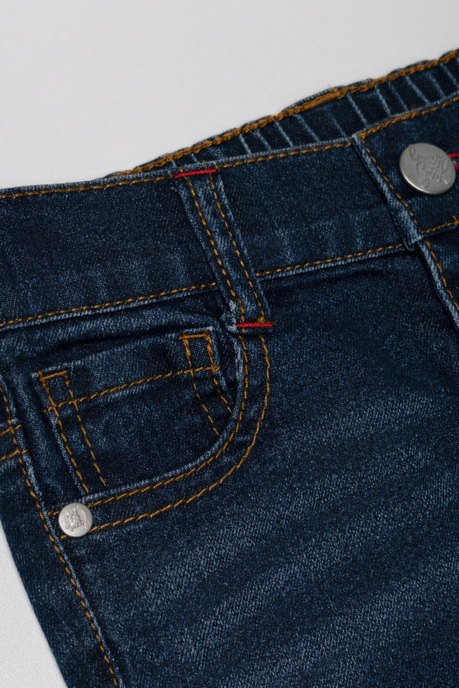 Skinny Denim Jeans With Hair Tie Blue And Red