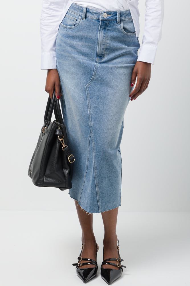 Denim Skirt Mid Blue