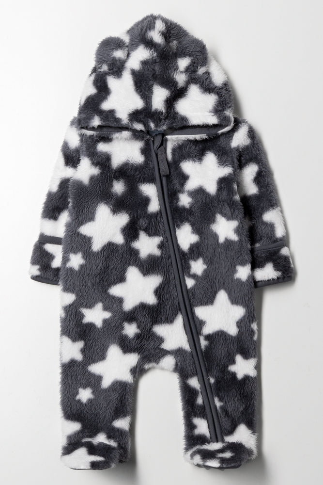 Stars Babygrow Dark Grey