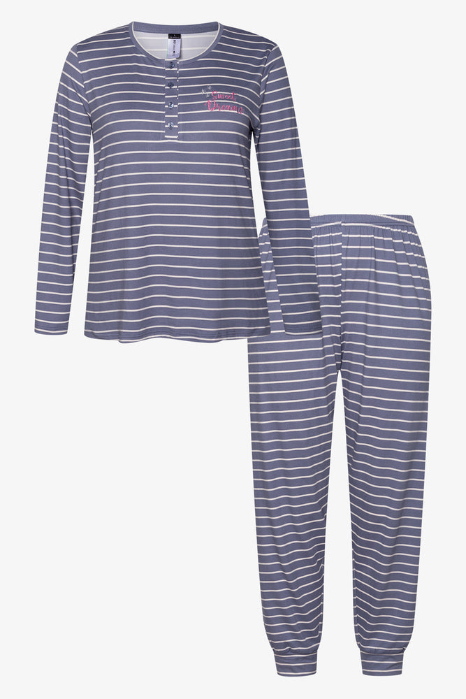 Stripe Long Sleeve Pyjamas Blue