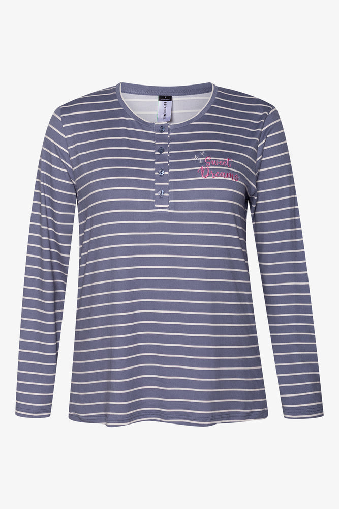 Stripe Long Sleeve Pyjamas Blue (1)