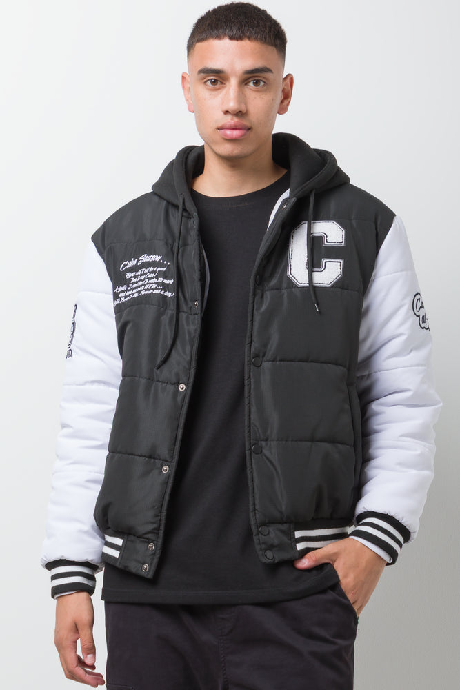 Baseball Puffer Jacket Black