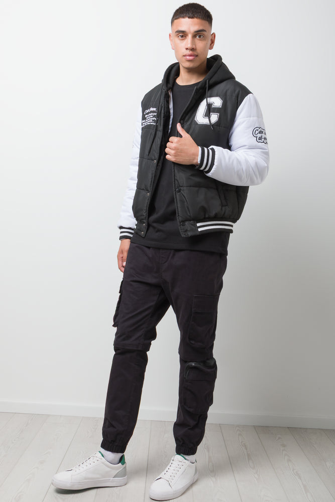Baseball Puffer Jacket Black