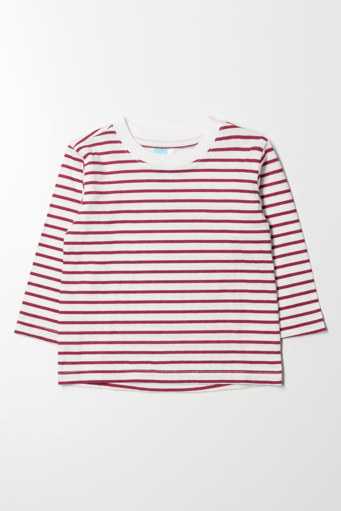 Long Sleeve Stripe T Shirt Red And White