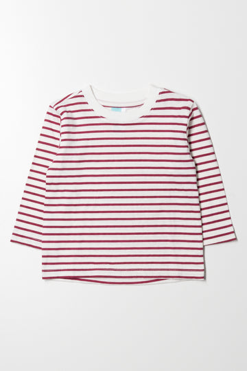 Long Sleeve Stripe T Shirt Red And White
