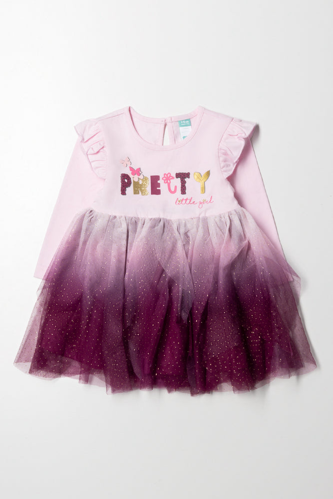 Long Sleeve Tulle Dress Pink