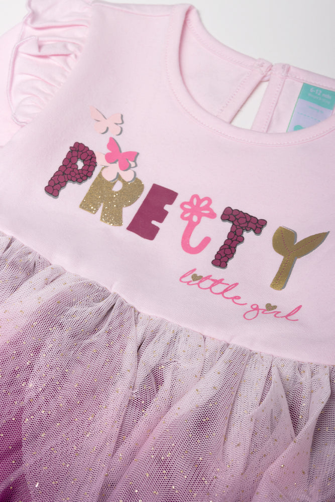 Long Sleeve Tulle Dress Pink