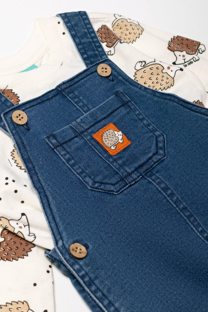 Denim Dungaree Hedgehog Set Blue (1)
