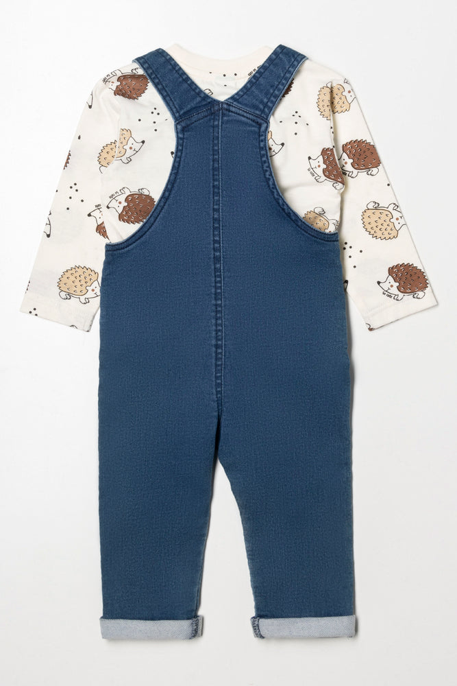 Denim Dungaree Hedgehog Set Blue (2)