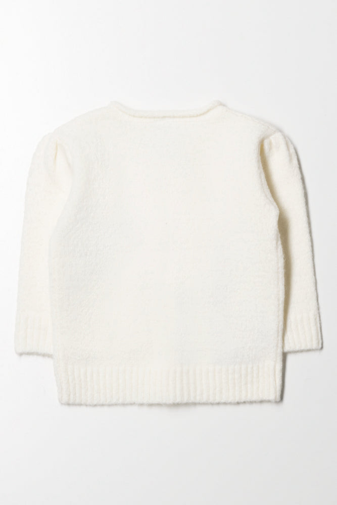 Knitted Button Through Cardigan Cream (2)