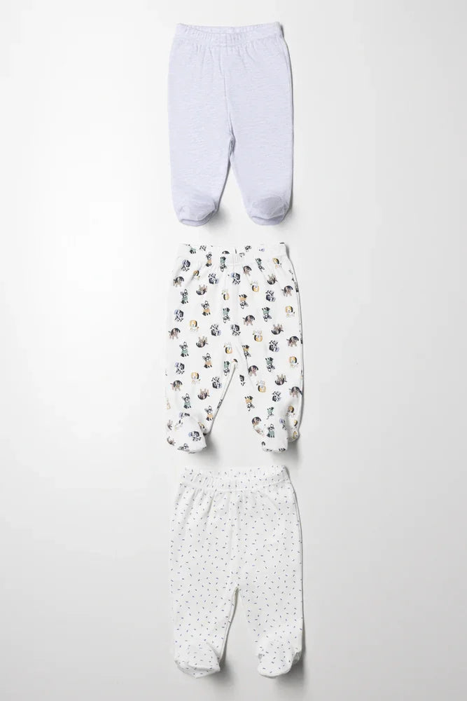 3 Pack Leggings Blue And White