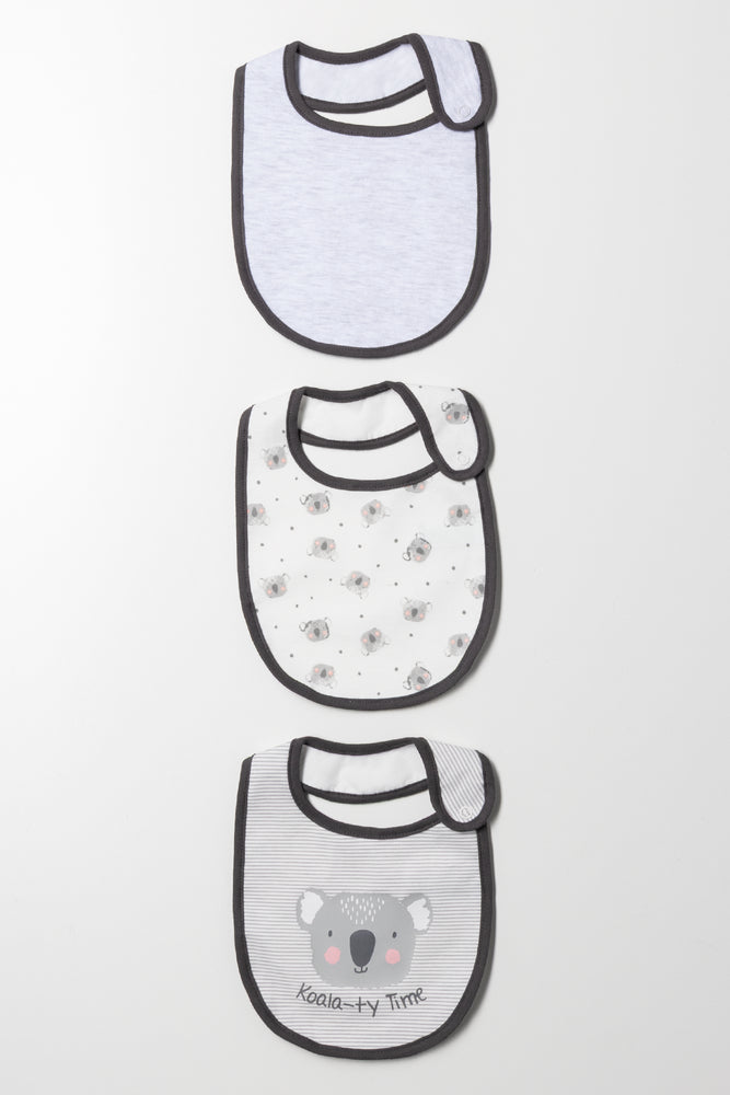 3 Pack Bibs Blue, Grey And White