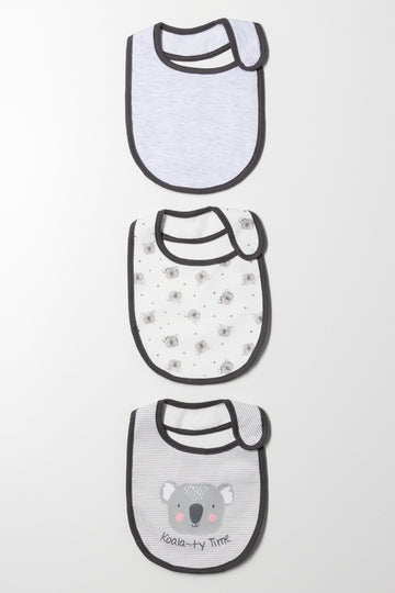 3 Pack Bibs Blue, Grey And White