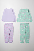 2 Pack Unicorn Pyjamas Purple & Green (5)
