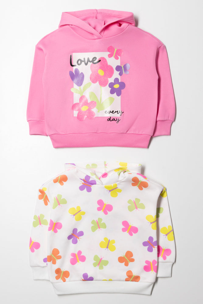 2 Pack Butterfly Tracktops Pink And White