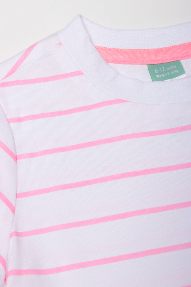 Stripe Long Sleeve T-Shirt White And Pink