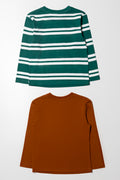 2 Pack Long Sleeve T-Shirts Green And Brown (2)