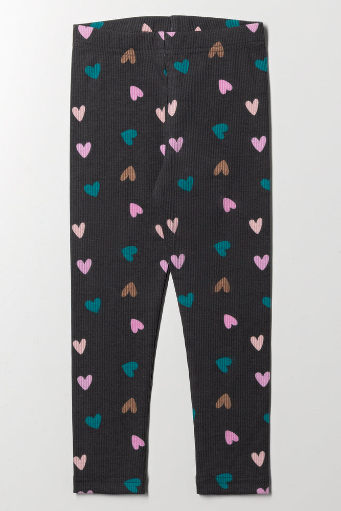 Heart Leggings Dark Grey