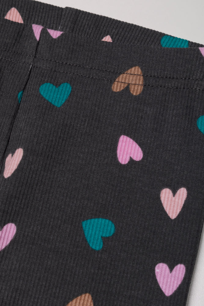 Heart Leggings Dark Grey