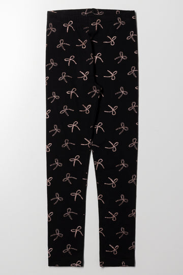 Bow Leggings Black And Pink