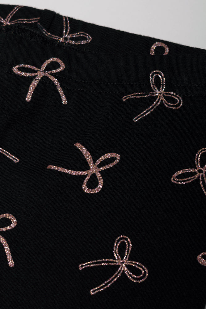 Bow Leggings Black And Pink
