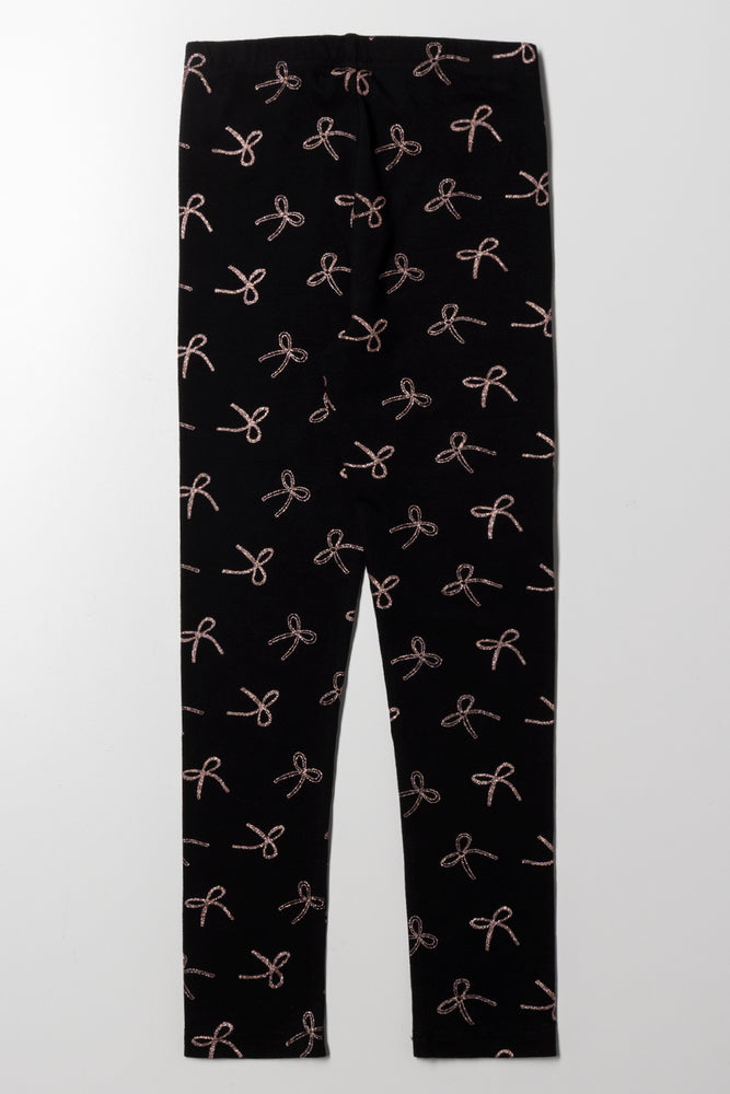 Bow Leggings Black And Pink (2)