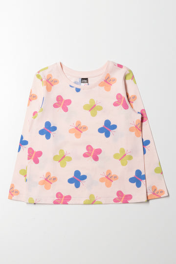 Long Sleeve Butterfly T-Shirt Pink