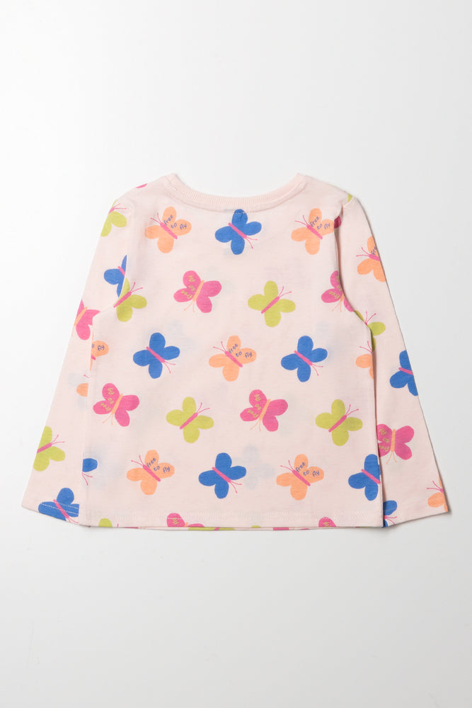 Long Sleeve Butterfly T-Shirt Pink (2)