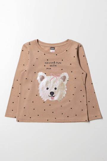 Dog Long Sleeve T-Shirt Natural
