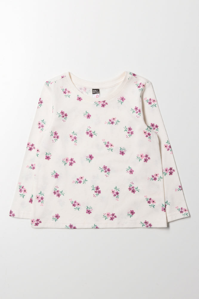 Floral Long Sleeve T-Shirt Cream