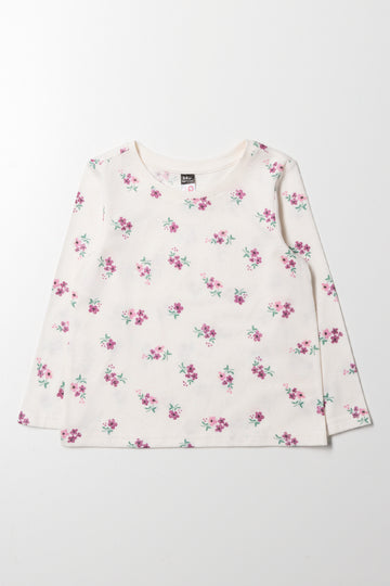 Floral Long Sleeve T-Shirt Cream