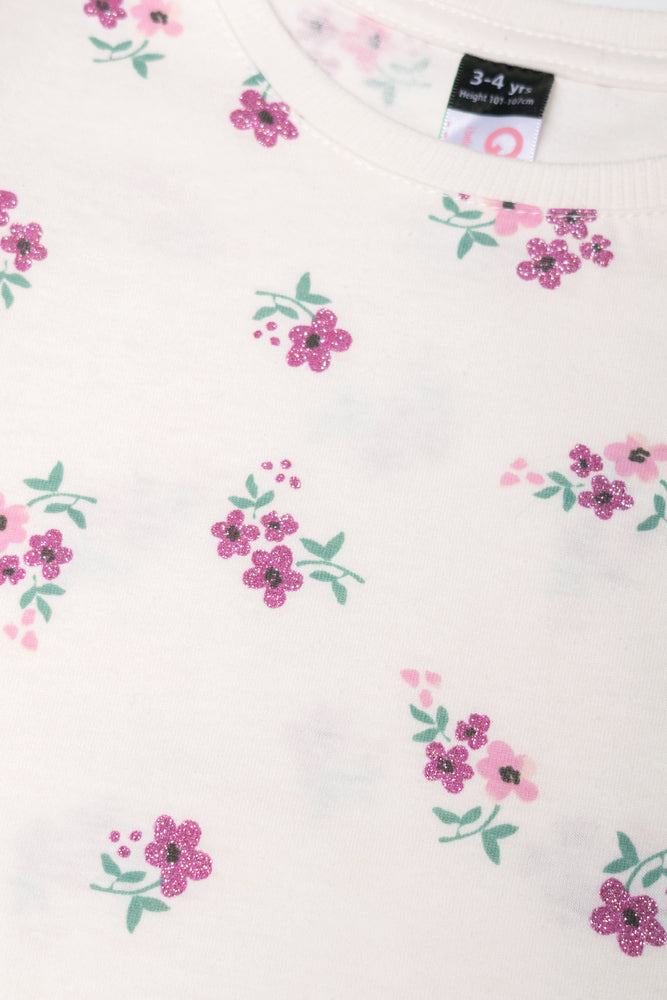 Floral Long Sleeve T-Shirt Cream
