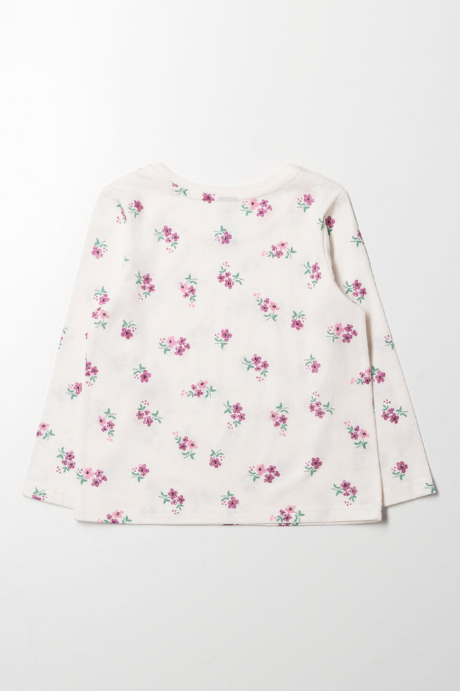 Floral Long Sleeve T-Shirt Cream (2)