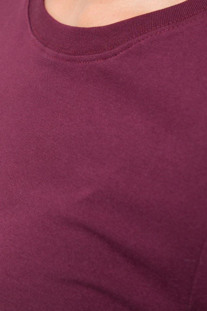 Crew Neck Long Sleeve T-Shirt Burgundy (3)
