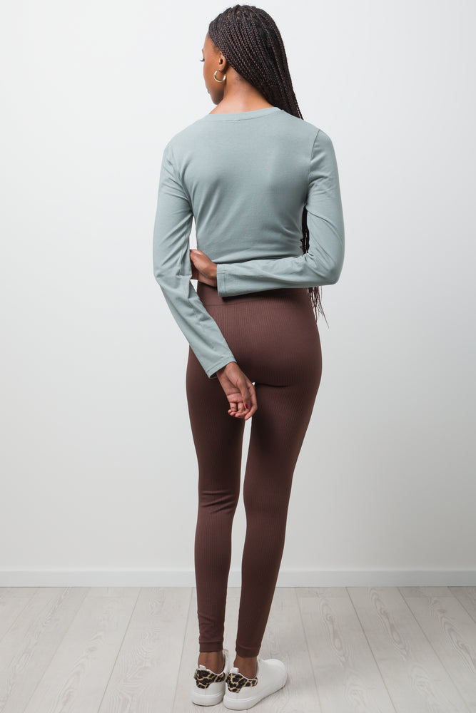 Wide Waist Leggings Brown (3)