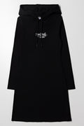 Hooded Rib Dress Black