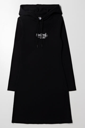 Hooded Rib Dress Black