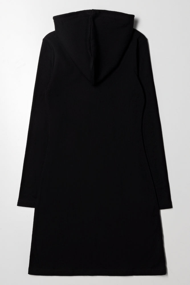 Hooded Rib Dress Black (2)