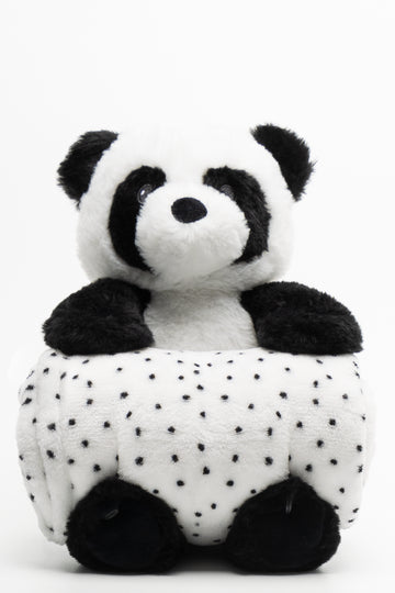 Panda Toy And Blanket Black And White