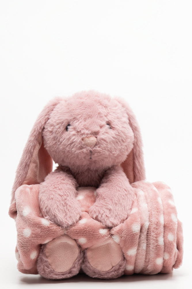 Bunny Toy And Blanket Natural And Pink