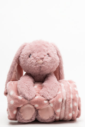 Bunny Toy And Blanket Natural And Pink