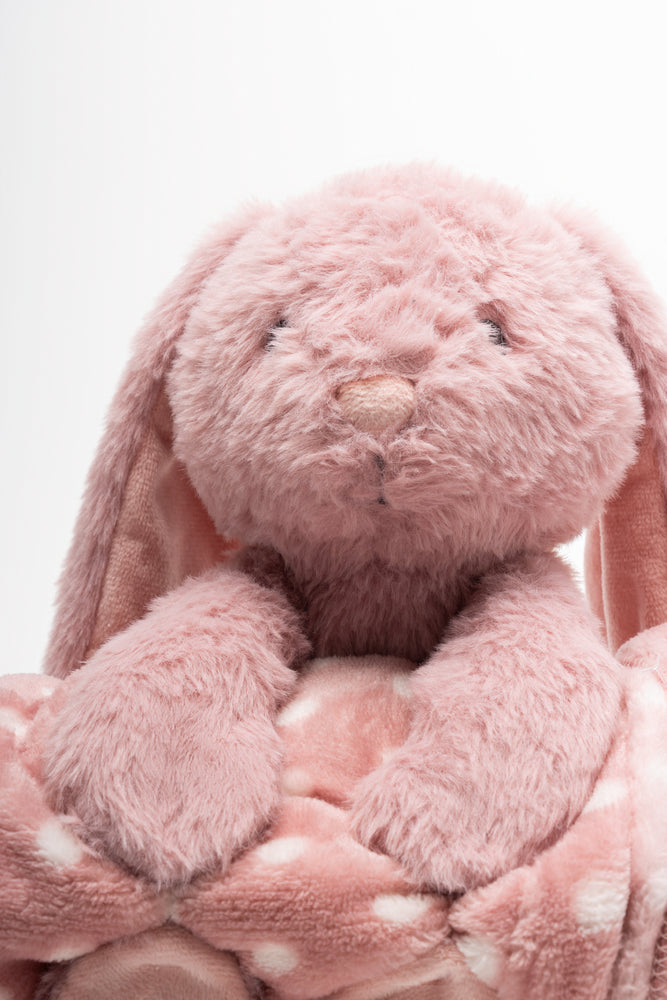 Bunny Toy And Blanket Natural And Pink (1)