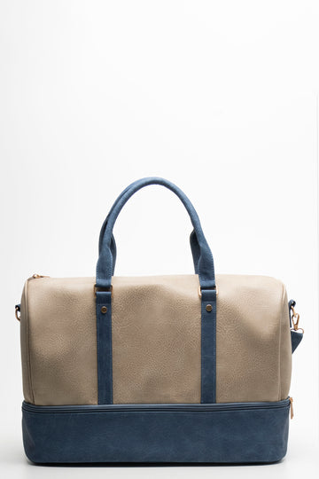 Bottom Compartment Bag Natural & Navy