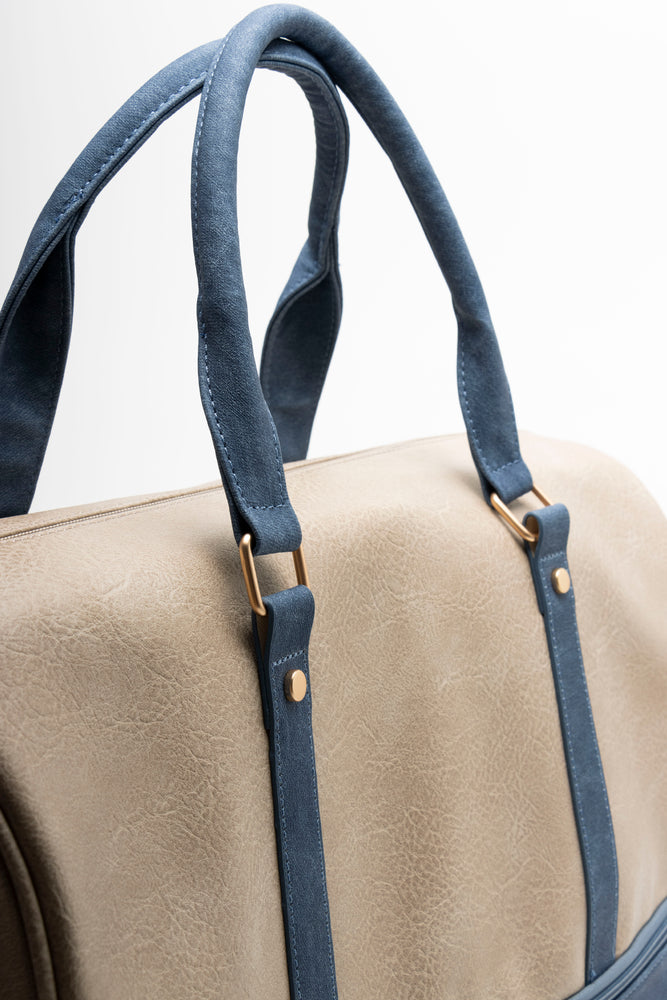 Bottom Compartment Bag Natural & Navy (3)