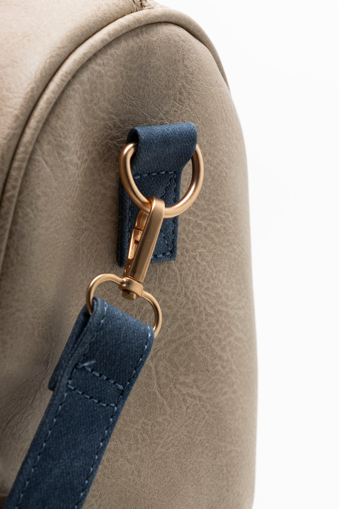 Bottom Compartment Bag Natural & Navy (4)