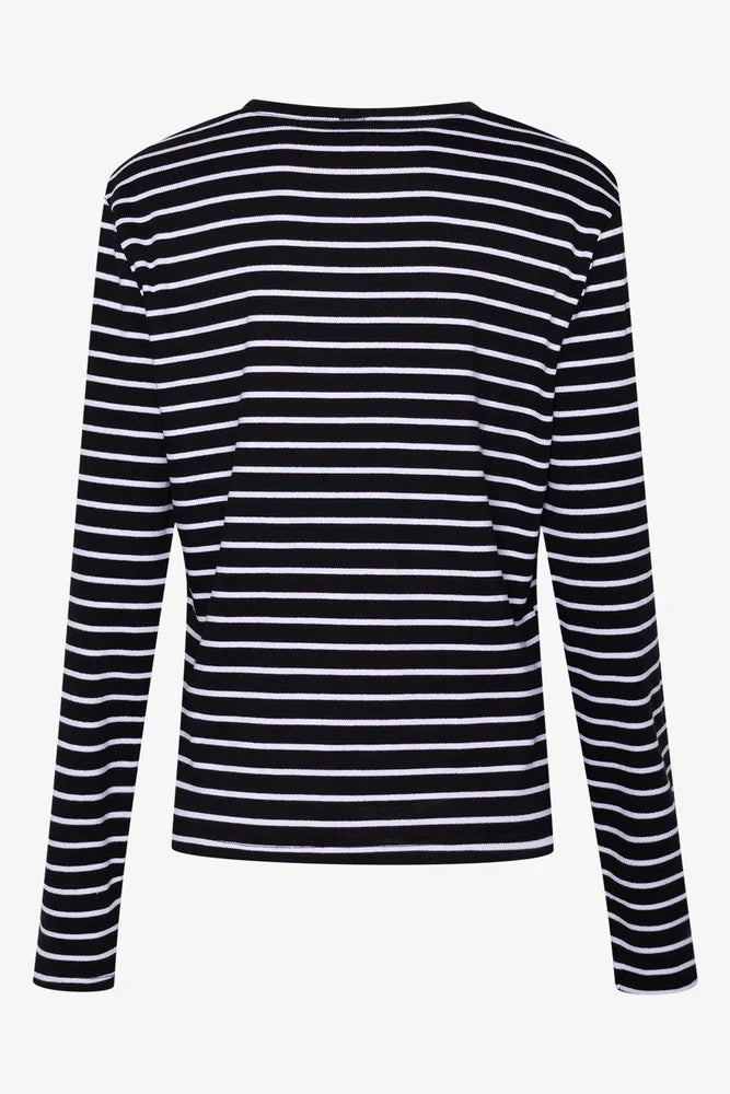 Rib Stripe T-Shirt Black (1)