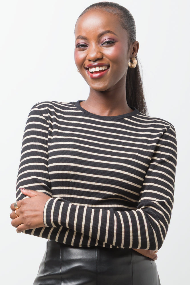 Stripe Long Sleeve T-Shirt Black