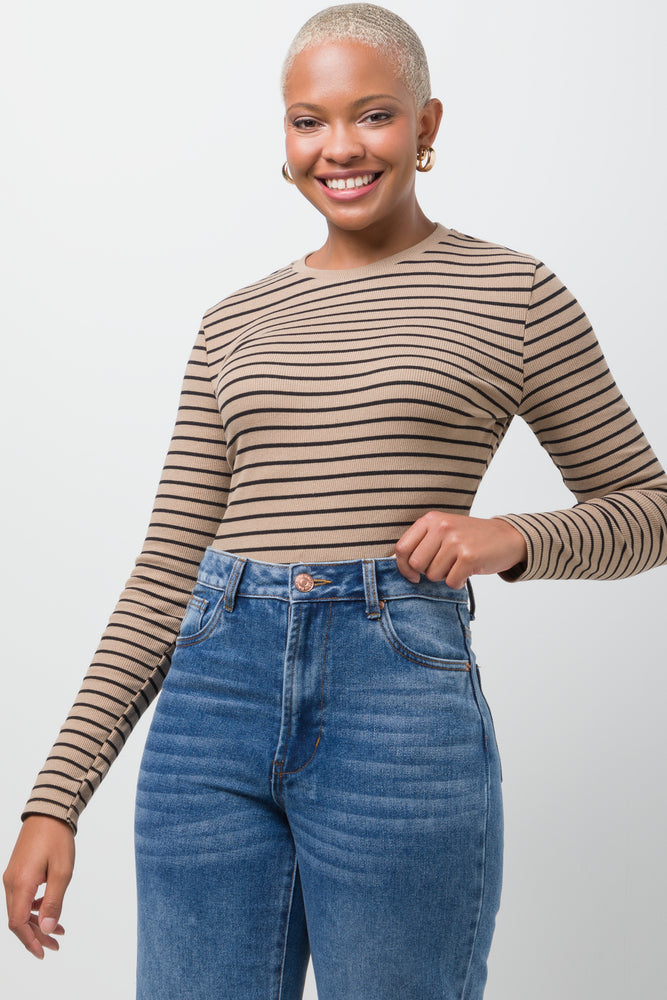Rib Stripe T-Shirt Natural