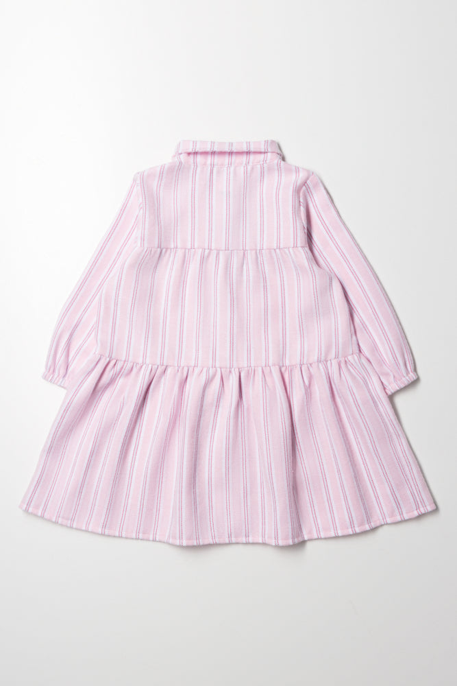 Stripe Shirt Dress Pink (2)
