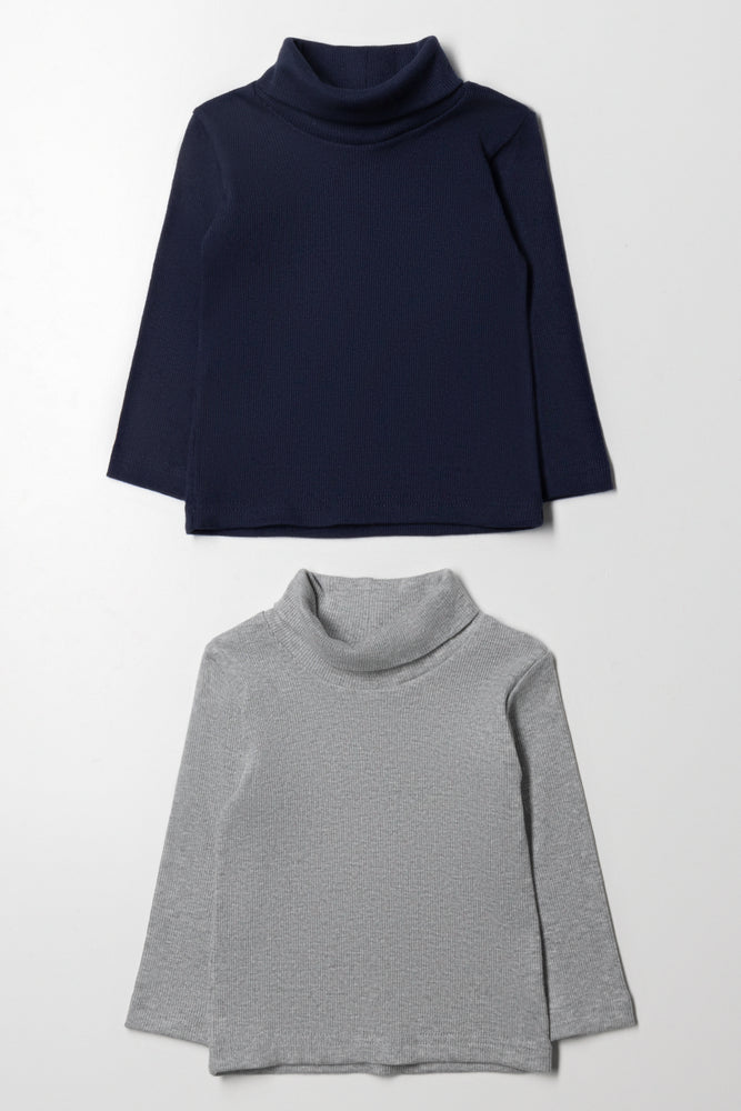 2 Pack Polonecks Navy And Grey